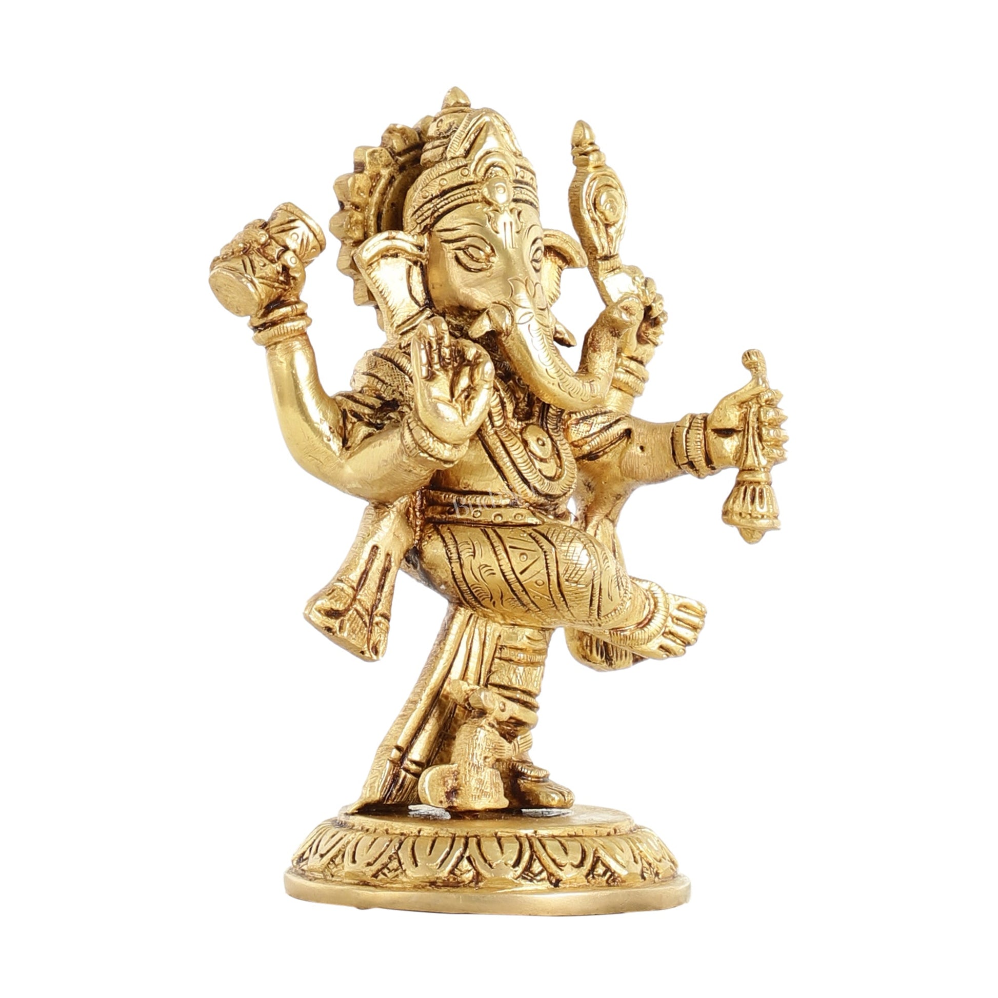 Brass Dancing Ganesha Idol | 6" Height | Artistic Elegance