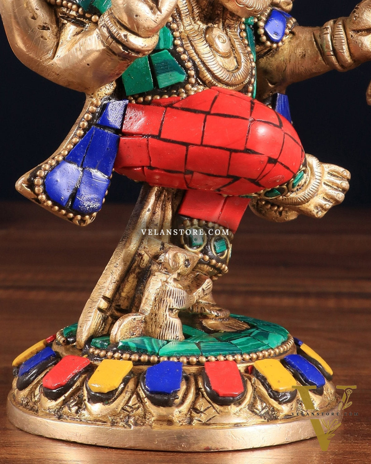 Brass Dancing Ganesha Idol | 6" Height | Meenakari