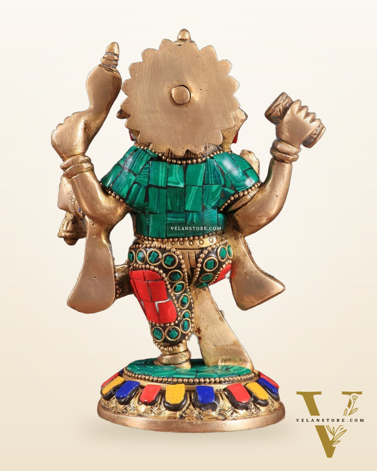 Brass Dancing Ganesha Idol | 6" Height | Meenakari