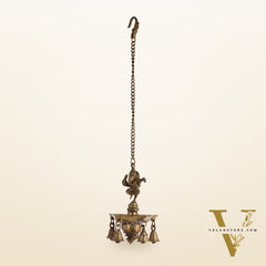 Brass Dancing Ganesha Oil Lamp Vilakku 6 inch lamp