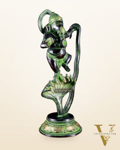 Brass Dancing Ganesha on Sheshanaag – 12”