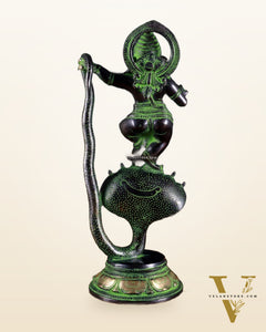 Brass Dancing Ganesha on Sheshanaag – 12”