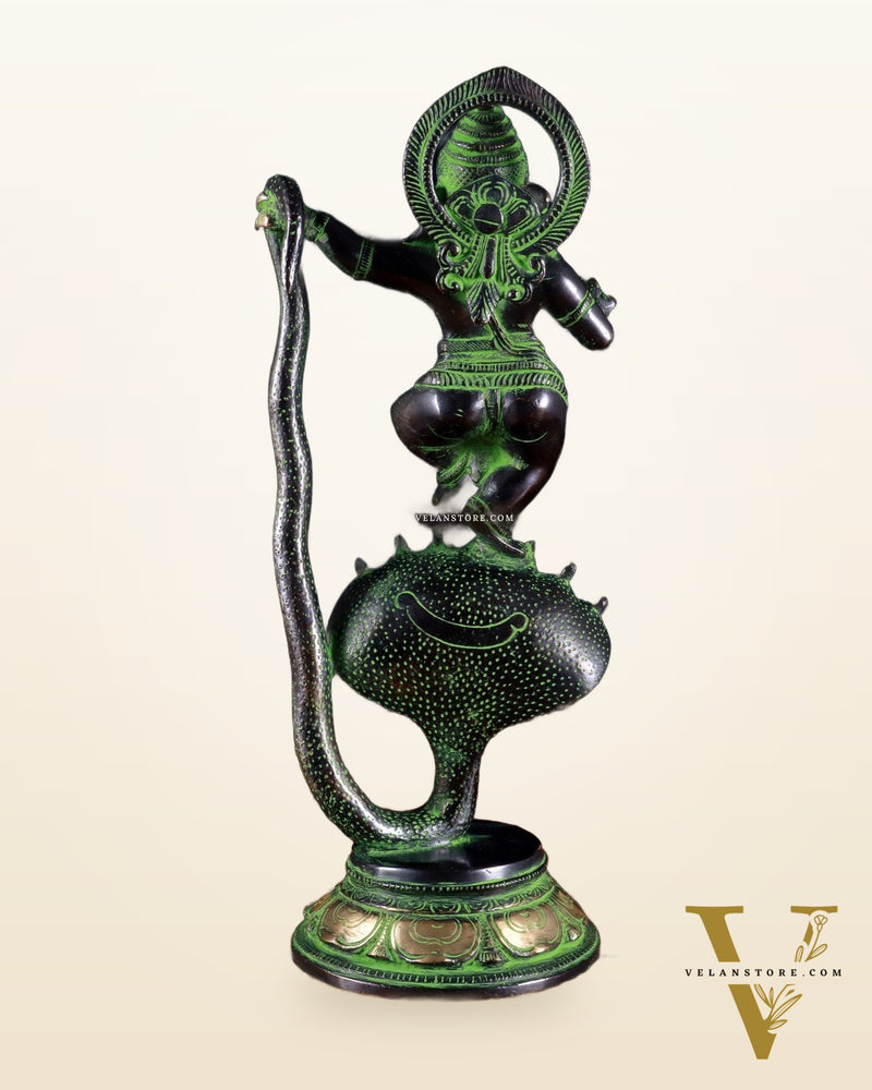 Brass Dancing Ganesha on Sheshanaag – 12”