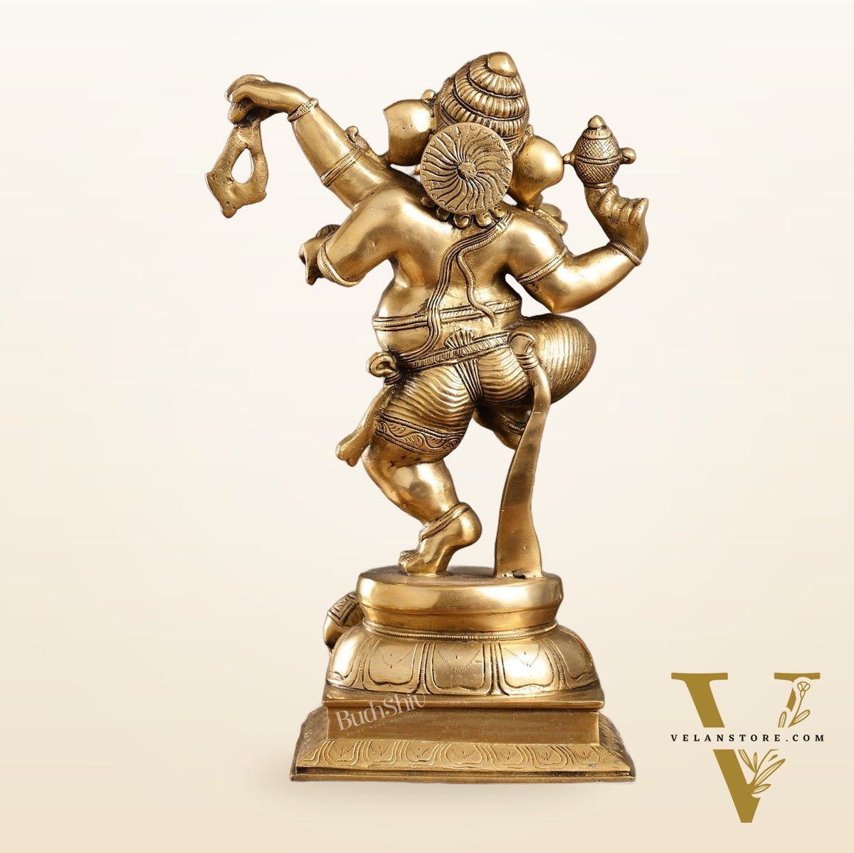 Brass Dancing Ganesha Statue - 17 inch height antique finish