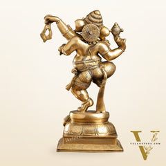 Brass Dancing Ganesha Statue - 17 inch height antique finish