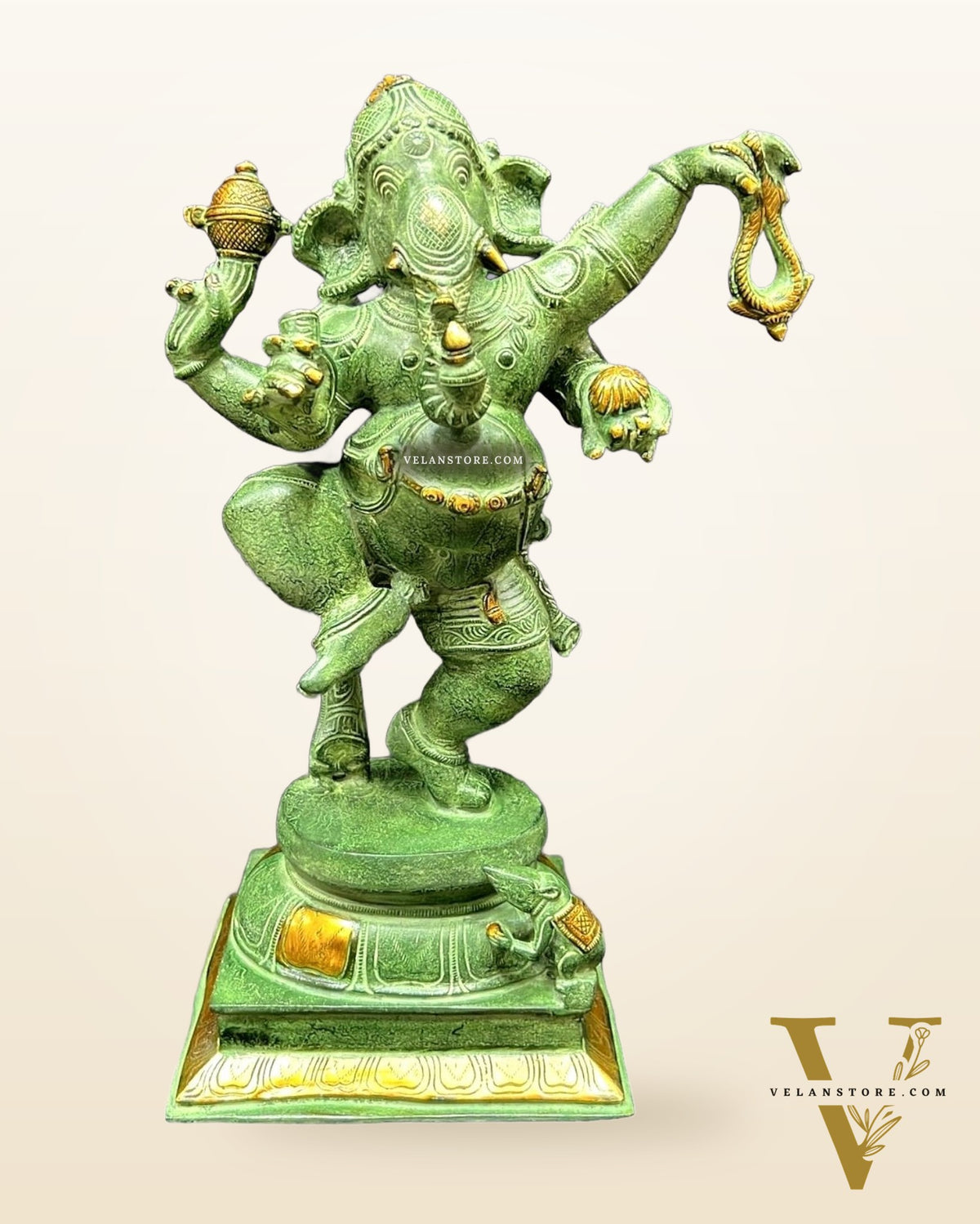 Brass Dancing Ganesha Statue - 17 inch height