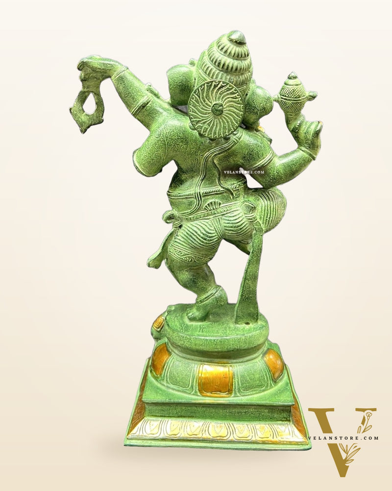Brass Dancing Ganesha Statue - 17 inch height