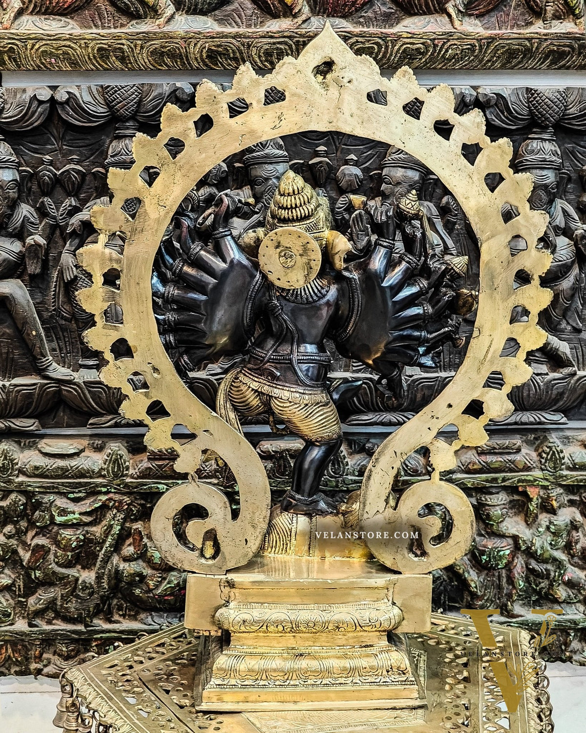 Brass Dancing Ganesha Statue 25" Black gold