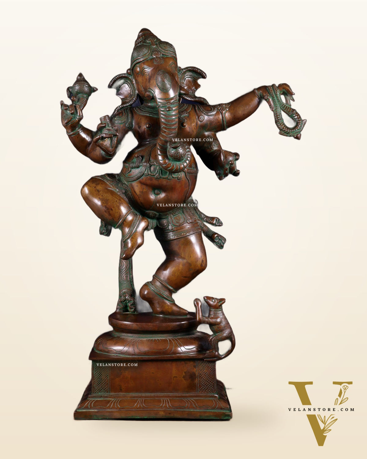 Brass Dancing Ganesha Statue 25" large