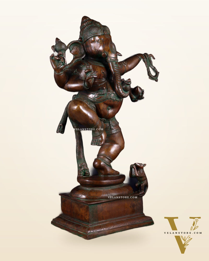 Brass Dancing Ganesha Statue 25" large