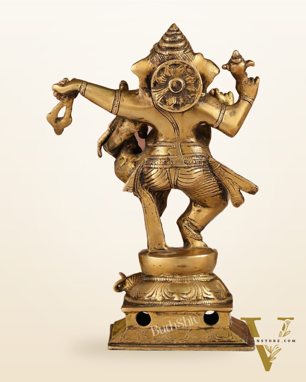 Brass Dancing Ganesha with Siddhi Idol | 10.5" Height | Divine Harmony