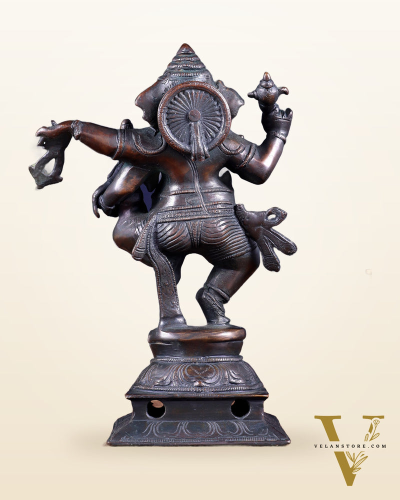 Brass Dancing Ganesha with Siddhi Idol | 10.5" Height