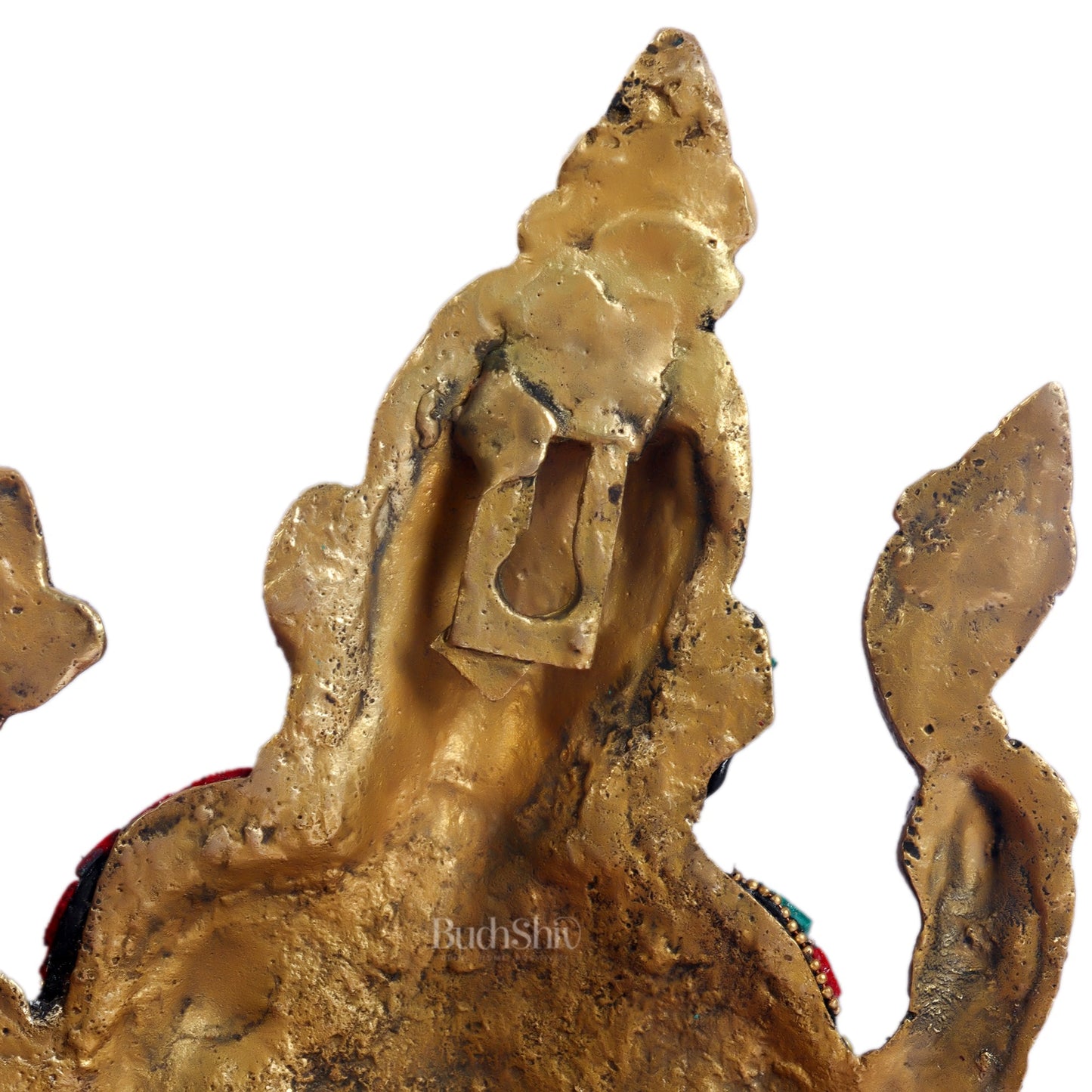 Brass Dancing Ganesha with Snake Wall Hanging Stonework 10"