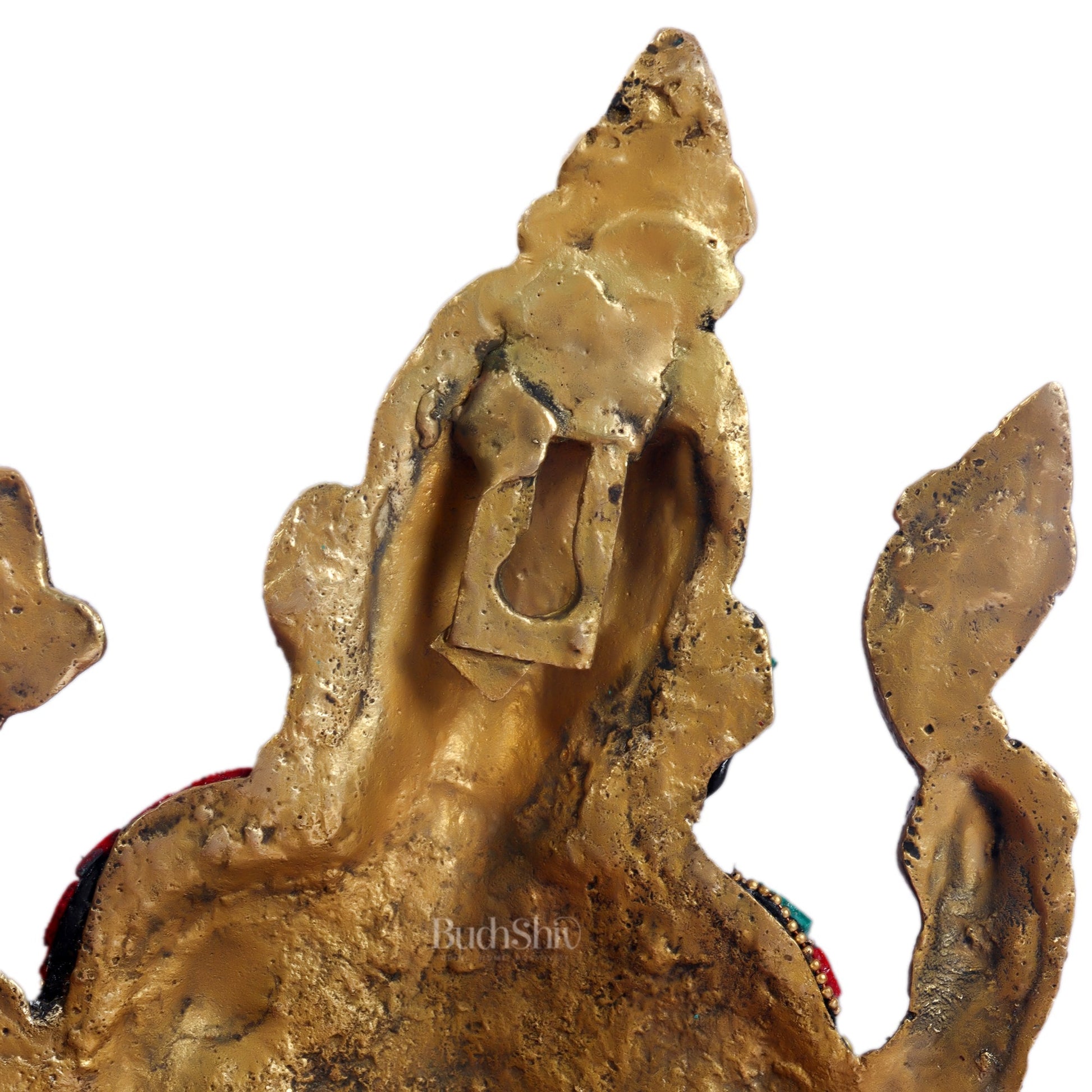 Brass Dancing Ganesha with Snake Wall Hanging Stonework 10"