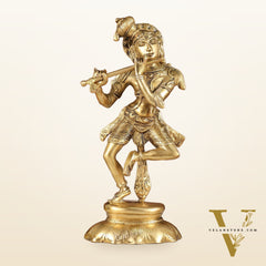 Brass Dancing Krishna idol 12"