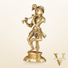 Brass Dancing Krishna idol 12"