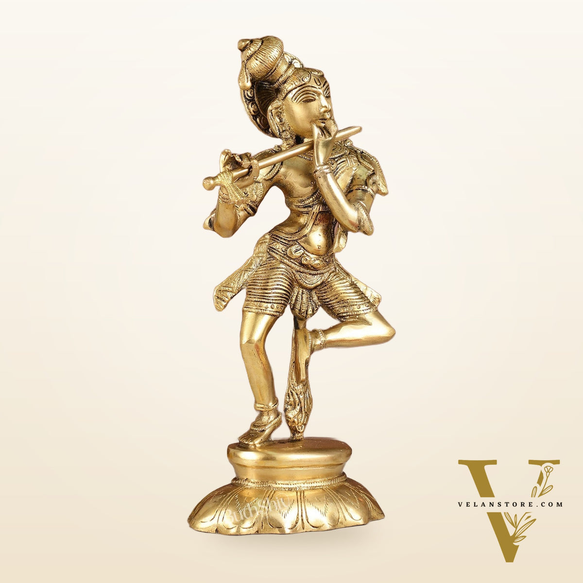 Brass Dancing Krishna idol 12"