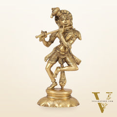 Brass Dancing Krishna idol 12"