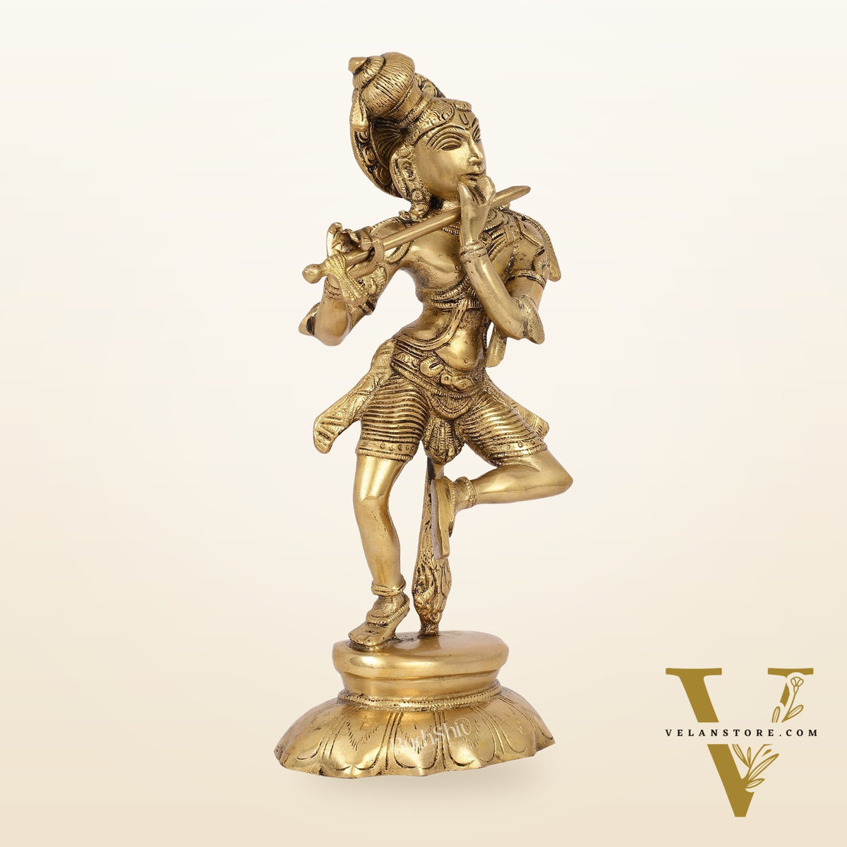 Brass Dancing Krishna idol 12"