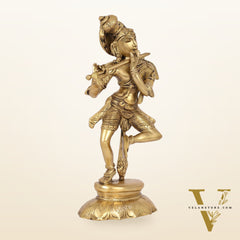 Brass Dancing Krishna idol 12"