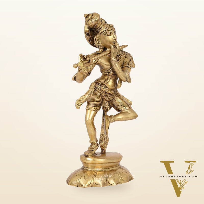 Brass Dancing Krishna idol 12"