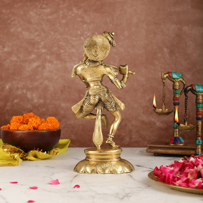 Brass Dancing Krishna idol 12"