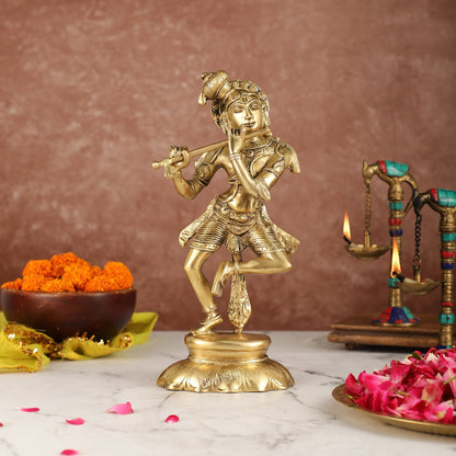 Brass Dancing Krishna idol 12"