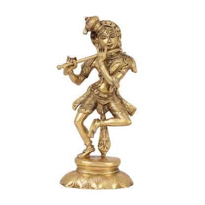 Brass Dancing Krishna idol 12"