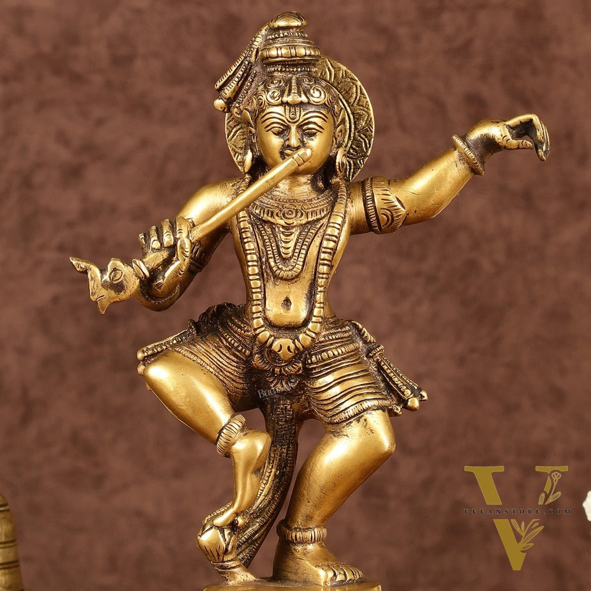 Brass Dancing Krishna Idol | Height: 9 inch
