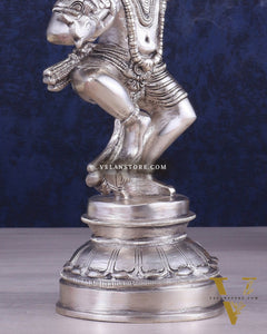 Brass Dancing Krishna Idol | Height: 9 inch with silver plated
