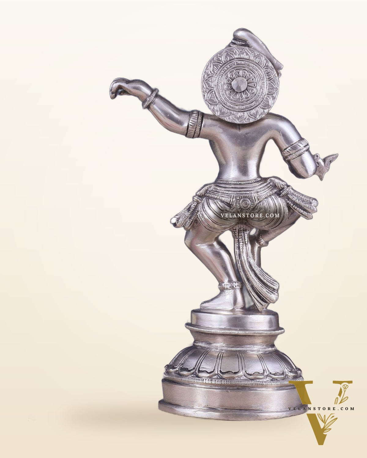 Brass Dancing Krishna Idol | Height: 9 inch with silver plated