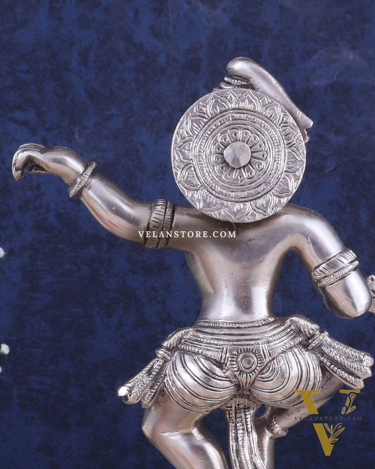 Brass Dancing Krishna Idol | Height: 9 inch with silver plated