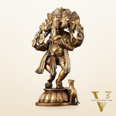 Brass Dancing Panchmukhi Ganesha Statue - 15 Inch tall