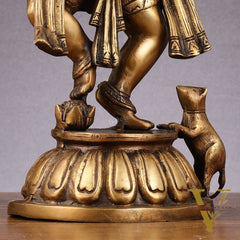 Brass Dancing Panchmukhi Ganesha Statue - 15 Inch tall