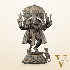 Brass Dancing Panchmukhi Ganesha Statue - 15 Inch Vintage sculpture