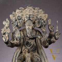 Brass Dancing Panchmukhi Ganesha Statue - 15 Inch Vintage sculpture