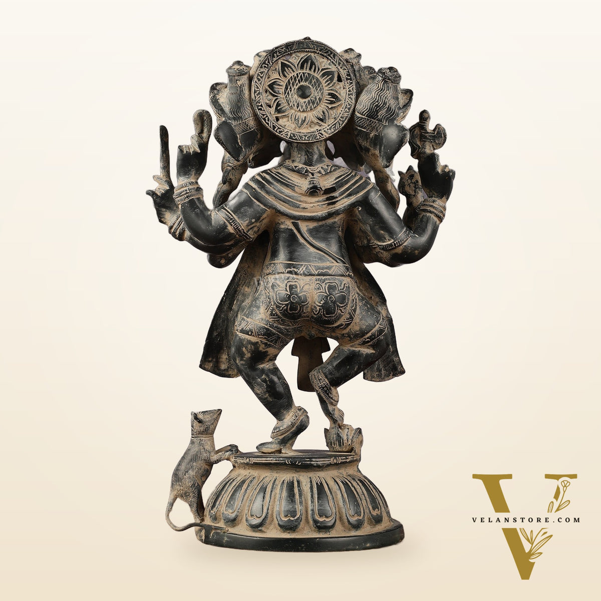 Brass Dancing Panchmukhi Ganesha Statue - 15 Inch Vintage sculpture