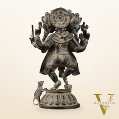 Brass Dancing Panchmukhi Ganesha Statue - 15 Inch Vintage sculpture