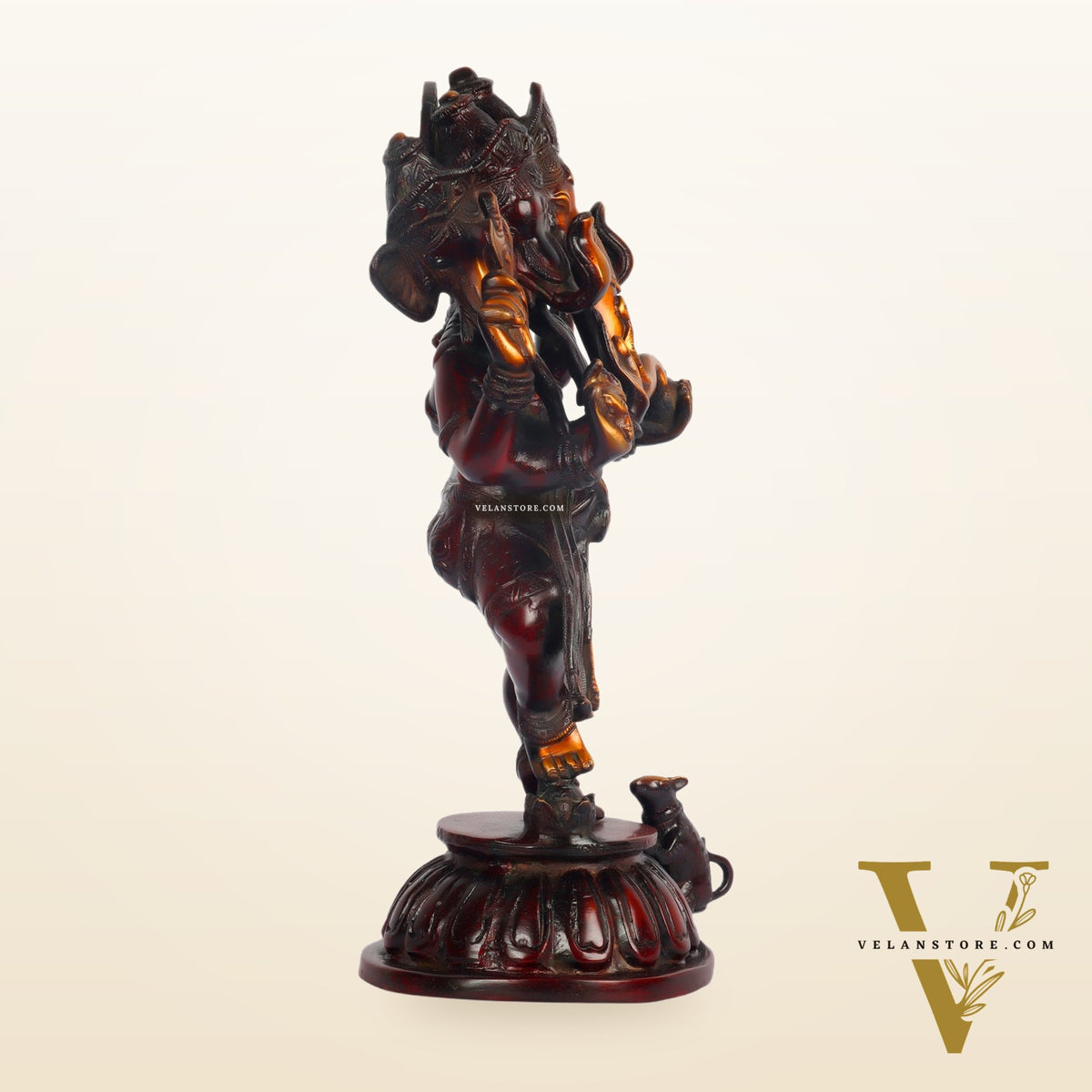 Brass Dancing Panchmukhi Ganesha Statue - 15 Inches