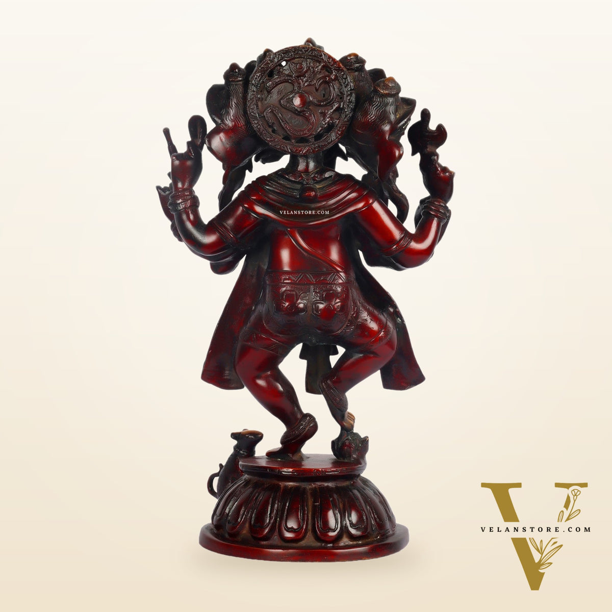 Brass Dancing Panchmukhi Ganesha Statue - 15 Inches
