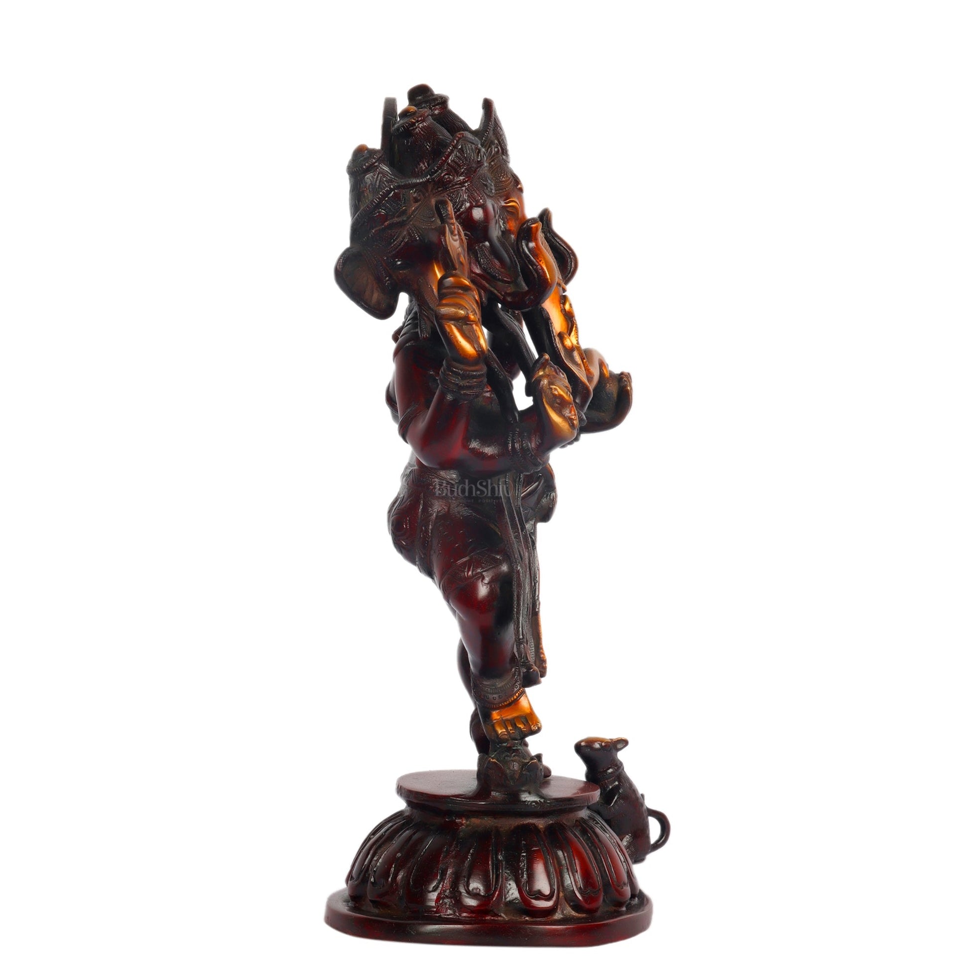 Brass Dancing Panchmukhi Ganesha Statue - 15 Inches