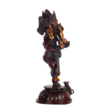 Brass Dancing Panchmukhi Ganesha Statue - 15 Inches