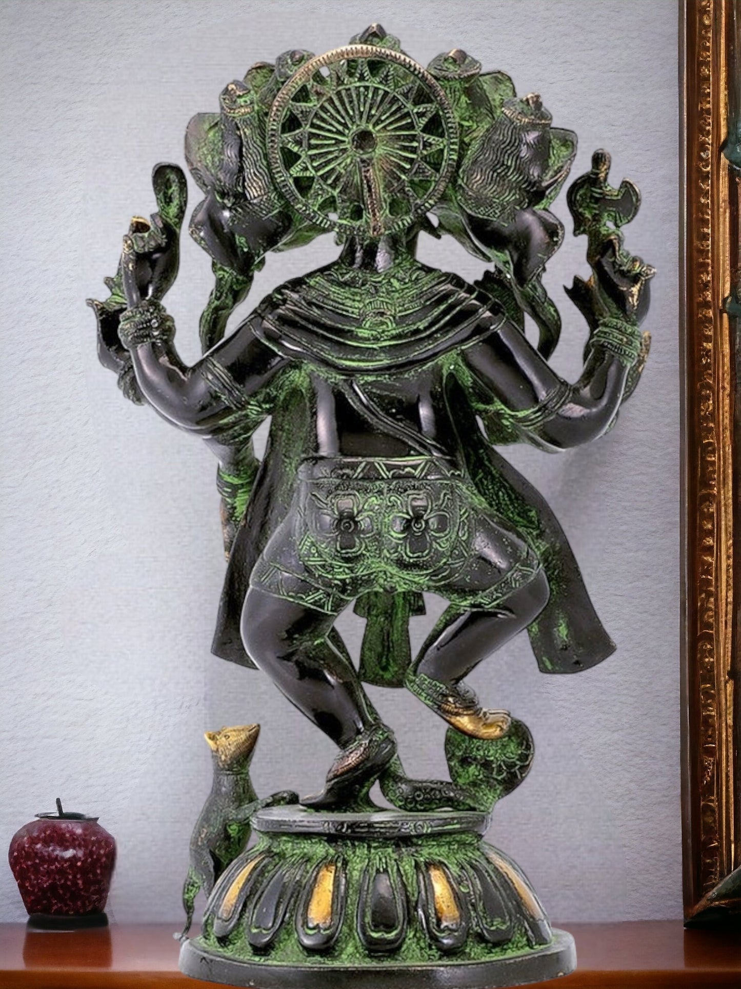 Brass Dancing Panchmukhi Ganesha with 5 heads Statue - 15 Inches