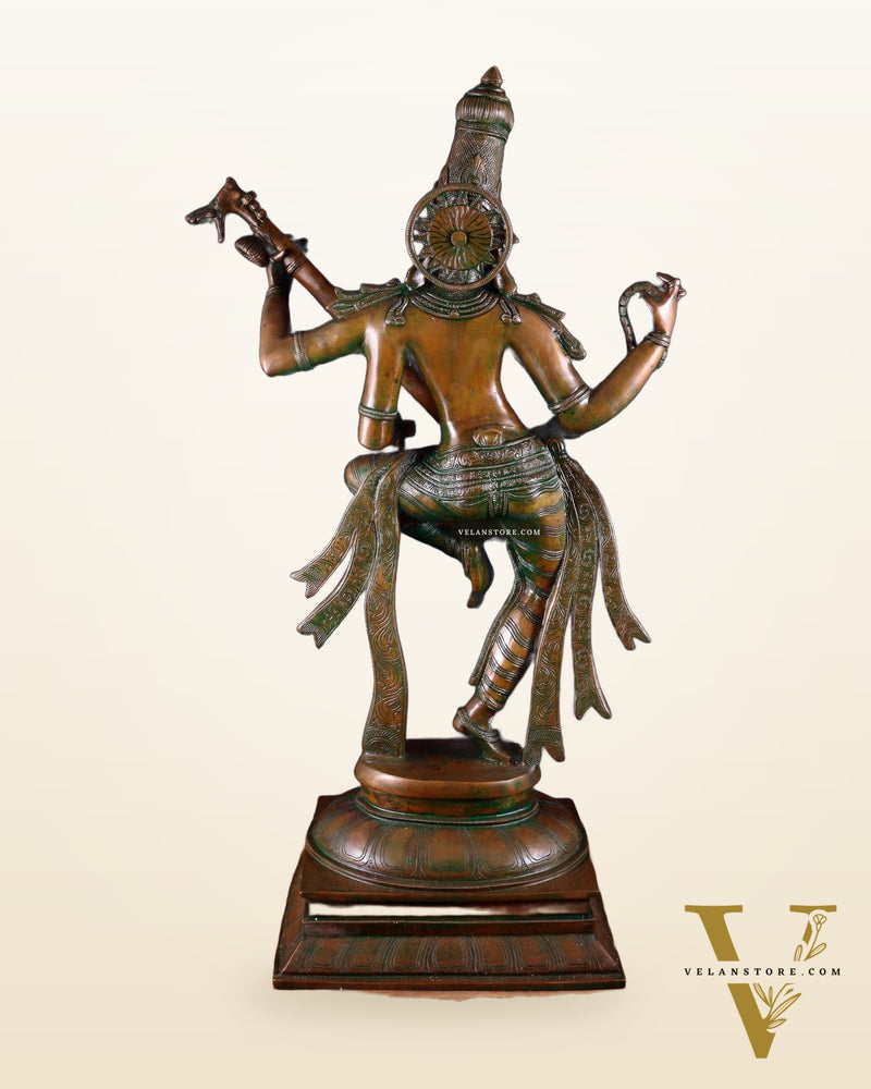 Brass Dancing Saraswati Idol 32" added copper