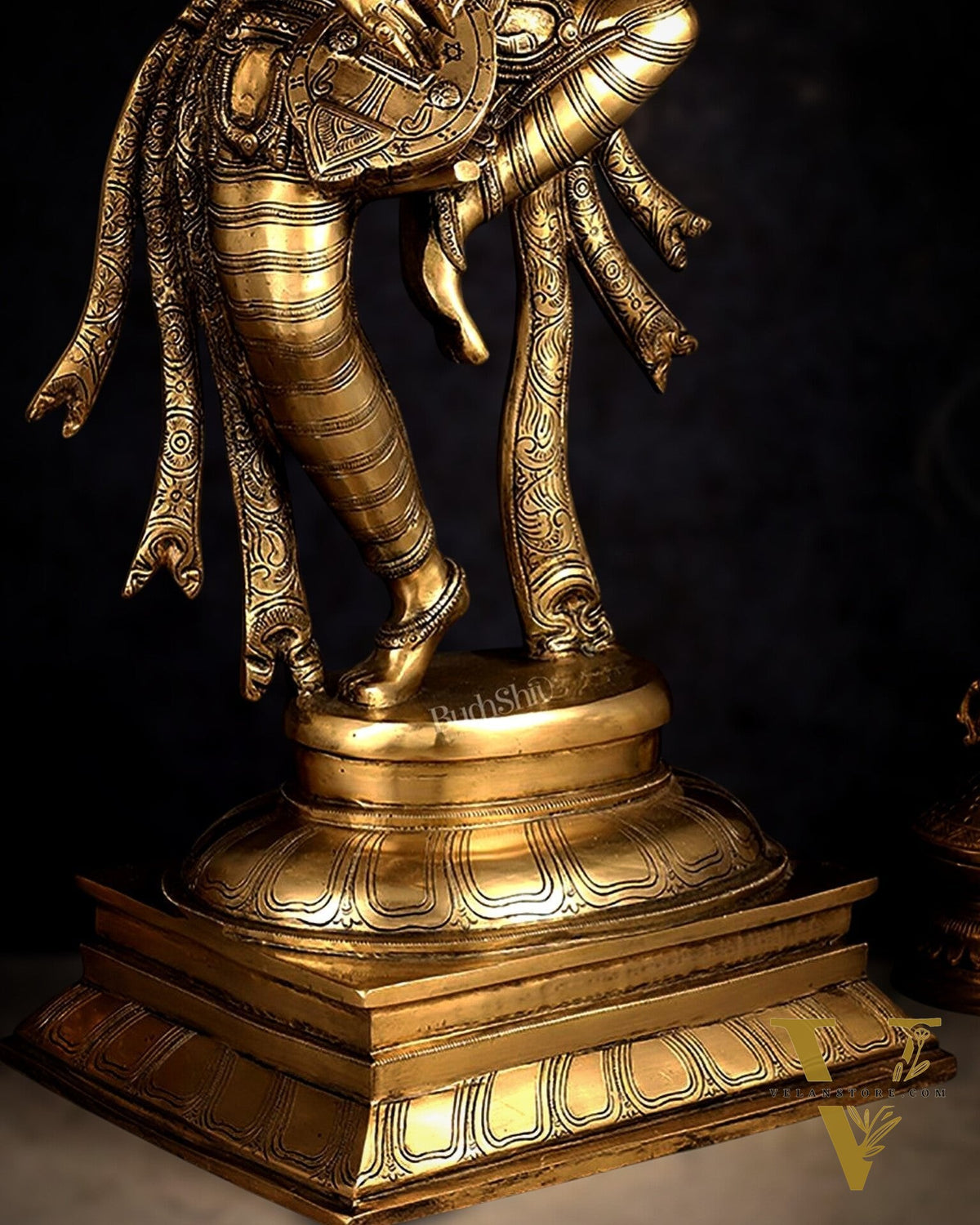 Brass Dancing Saraswati Idol 32"