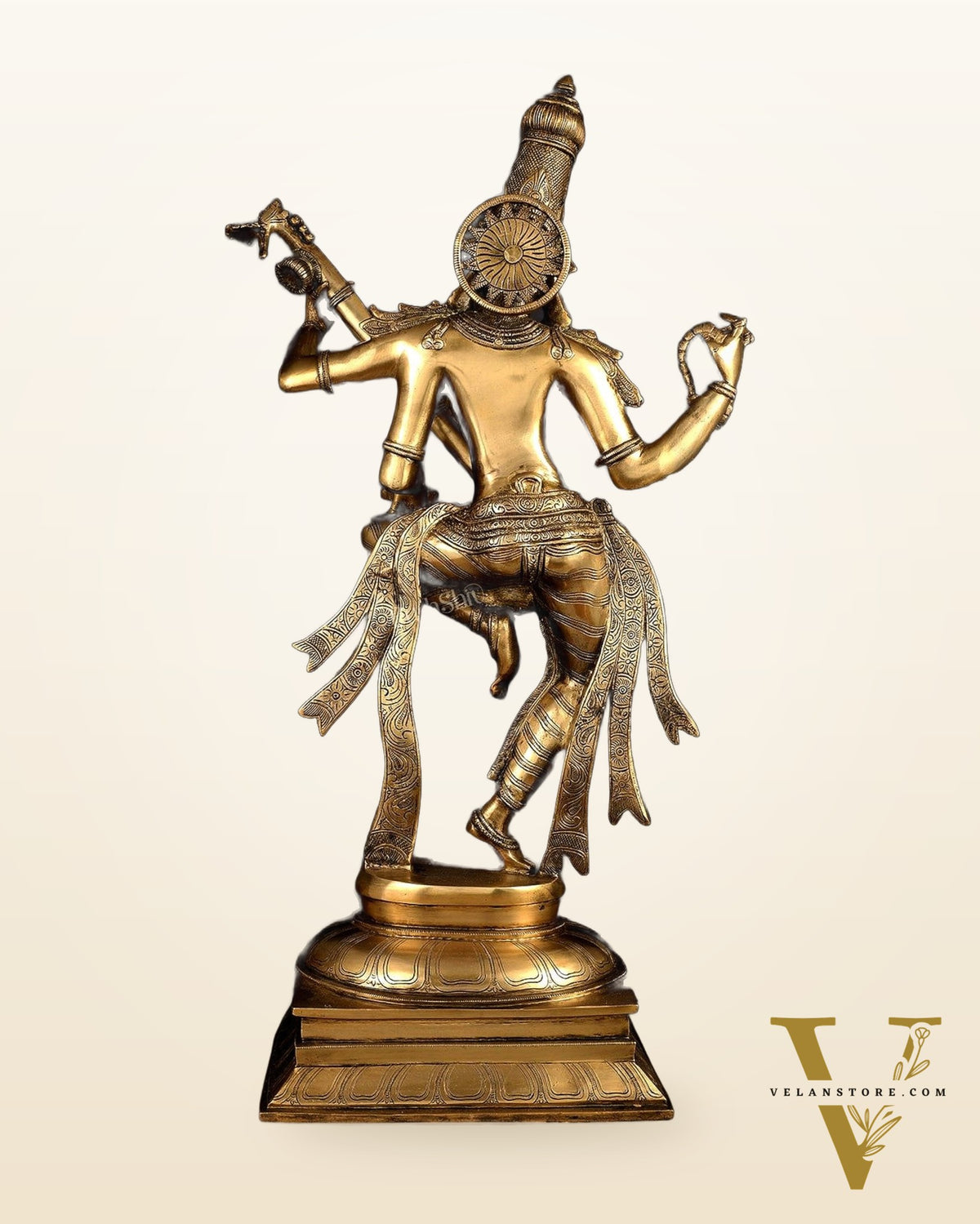 Brass Dancing Saraswati Idol 32"