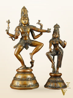 Brass Dancing Shiva and Parvati idols– 22"