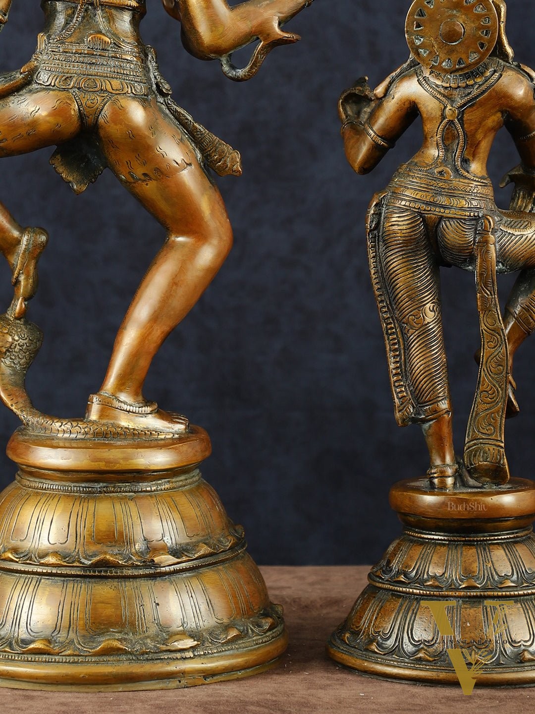 Brass Dancing Shiva and Parvati idols– 22"