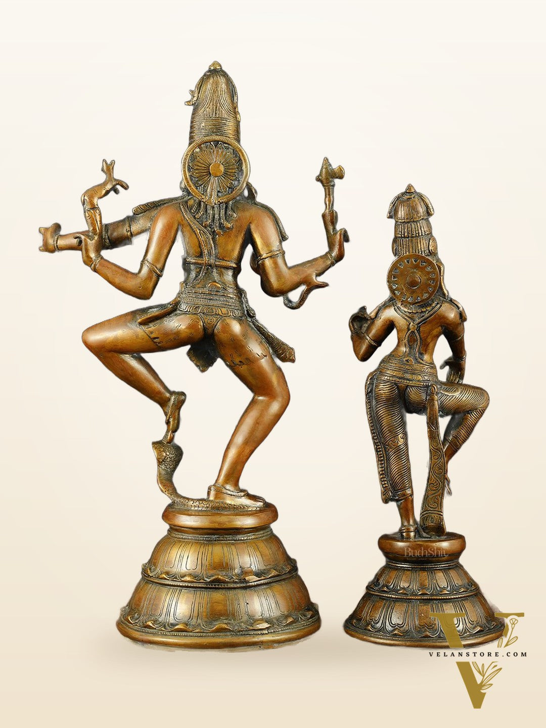 Brass Dancing Shiva and Parvati idols– 22"