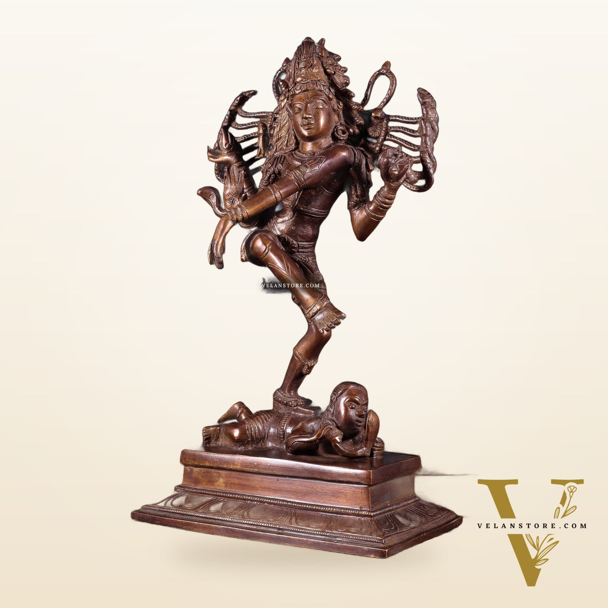 Brass Dancing Shiva Nataraja statue 14" Dark Brown